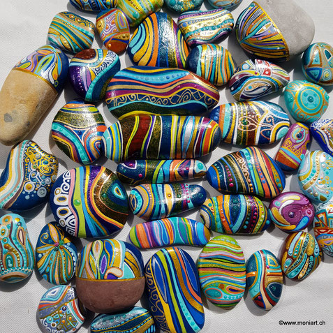 steine bemalte dot Muster Linien herzen Farben Painted rocks