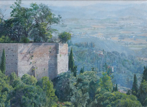 IL  MURO  ANTICO  A  PERUGIA　「ペルージャの古い壁」　油彩・板　25㎝×35㎝