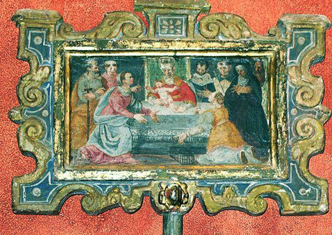 Bonifacio - Eglise Saint Dominique - Bâton de procession - on voit la cage des colombes
