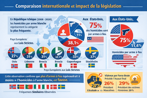 Comparaison des homicides par armes blanche selon les pays
