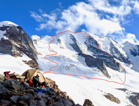 Piz Palü Bumillerpfeiler, Bumiller, Palü Nordwand, mittlerer Nordwand Pfeiler Piz Palü, Diavolezza, Bergsteigen, Graubünden, Pontresina, Engadin