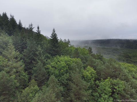 Nicolas Blanchard, vue de drone à 35 m de haut, depuis le champ de tir de Radon