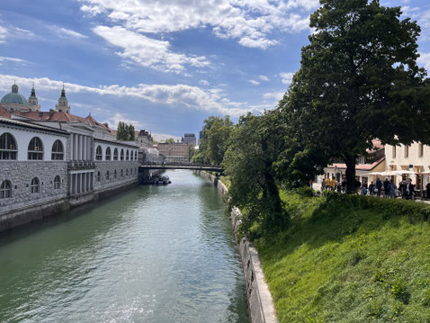fiume e mercato di Lubiana