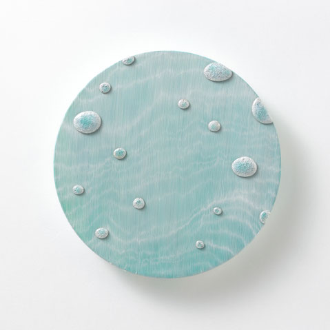 「Traces of Time_E_3 」 S0 号Φ18cm/七宝焼、アクリル絵具、綿布、木製パネル
