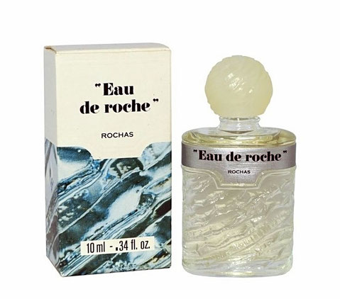ROCHAS - EAU DE ROCHE - NOUVELLE MINIATURE AVEC BOUCHON BOULE EN PLASTIQUE BLANC - BOÎTE DIFFERENTE DE LA PRECEDENTE, CONTENANCE 10 ML