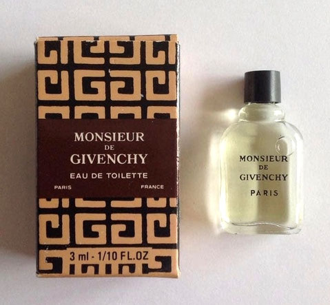 MONSIEUR DE GIVENCHY - EAU DE TOILETTE POUR HOMME 3 ML - SERIGRAPHIE NOIRE 4 LIGNES SUR LA MINIATURE