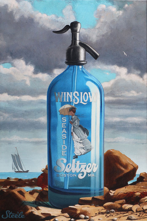 Ben Steele, "Winslow Seaside Seltzer," 2021, oil on canvas, 30 x 20 inches - SOLD