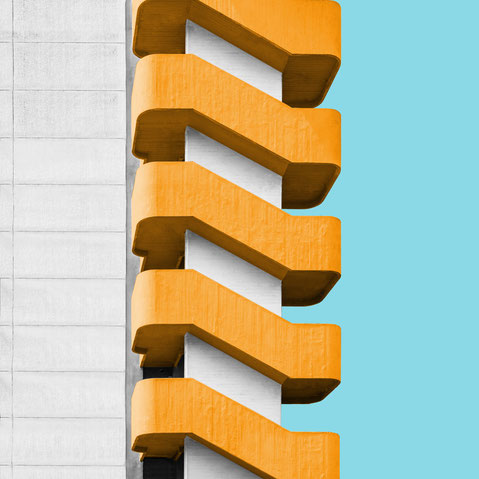 concrete staircase colorful architecture facade minimal modern design inspiration photography yellow white blue