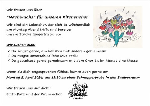 Nachwuchs für Kirchenchor gesucht (PDF)