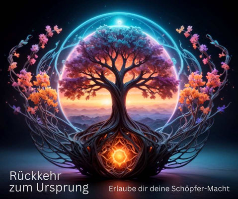 ein eher abstrakter starker Baum mit Verbindung zu Mutter Erde und Vater Himmel