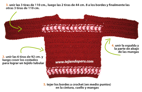 Cómo tejer una chompa o sweater en horquilla o hairpin lace para damas