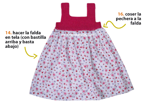 vestido con pechera en ganchillo tunecino