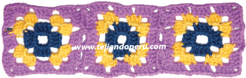 Tutorial: pastilla cuadrada tejida a crochet con 3 hileras