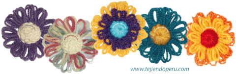 diagrama del telar de flor o redondo - flower loom