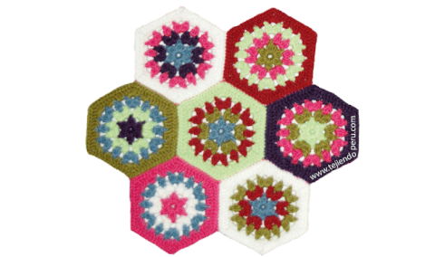 manta con pastillas hexagonales tejidas a crochet (granny hexagon)