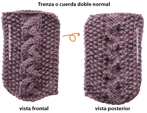 trenza dobl ereversible - knitted reversible cable