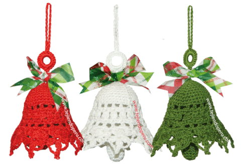 Campanas de Navidad tejidas a crochet - Christmas crochet bells