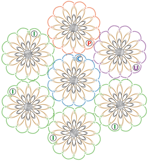 tapete redondo con flores de telar - round loom flowers