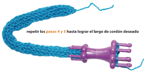 Cómo tejer cordones en telar circular de 3 a más clavos
