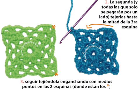 ﻿Cómo tejer una pastilla o motivo cuadrada a crochet o ganchillo