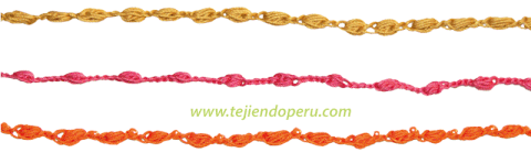 Cómo hacer cordones de piñas de 4 medio puntos a crochet