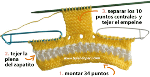 Cómo tejer zapatitos para bebés en dos agujas o palitos con lana y detalles en hilo