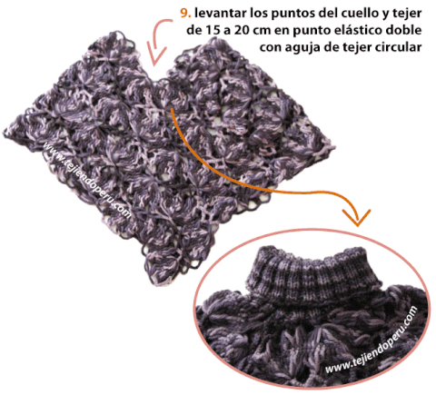 Cómo tejer un poncho en horquilla y dos agujas (hairpin lace poncho tutorial)