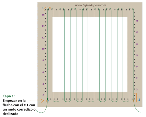 telar de mesa cuadrado - square loom