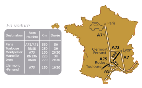 Venir en Lozère en voiture