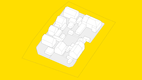 animation showing how some single family homes are transformed creating a new urban space