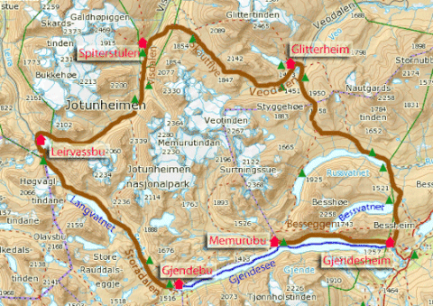 Rundtour mit den einzelnen Wanderetappen.