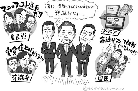 高速道路の無料化議論のカン違いイラスト