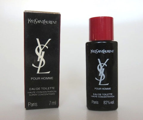 1) YSL POUR HOMME : EAU DE TOILETTE HAUTE CONCENTRATION,  7 ML - BOÎTE DIFFERENTE DES AUTRES CI-DESSOUS
