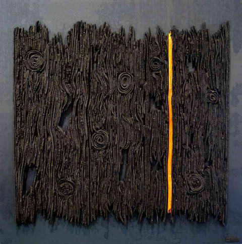 Terre cuite émaillée sur plaque d'acier - Hauteur : 62,5cm - Largeur : 62,5cm - Collection privée (France)