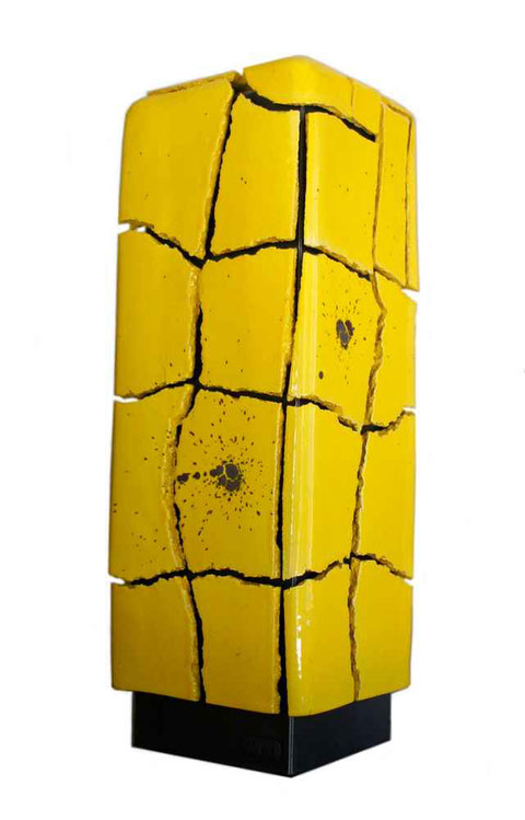 Terre cuite émaillée sur plaques d'acier - Hauteur : 51cm - Largeur : 20cm - Profondeur : 20cm - Disponible à la vente