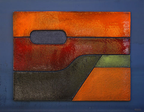 Terre cuite émaillée sur plaque d'acier - Hauteur : 60cm - Largeur : 80cm - Collection Privée (France)
