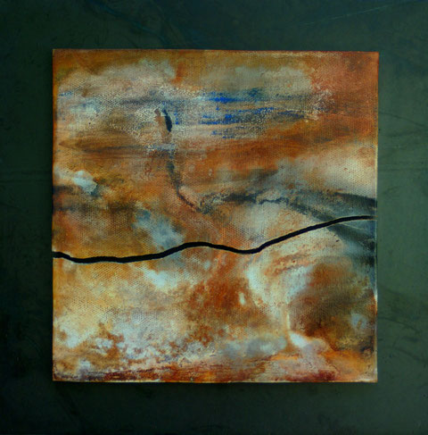 Terre cuite enfumée sur plaque d'acier - Hauteur : 27cm - Largeur : 27cm - Collection de l'artiste