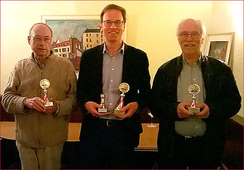 Schachmeister beider Rheinfelden 2017 - Hans 2. Rang, Thomas 1. Rang , Bernhard 3. Rang