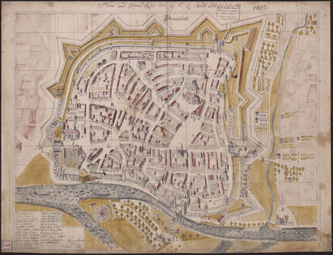 Tauber - 1771- Grundriss der Stadt Schweinfurt