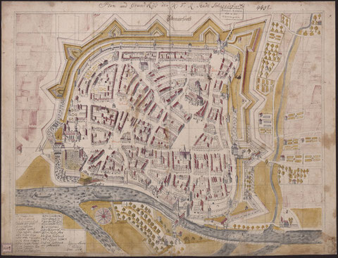 Tauber - 1771- Grundriss der Stadt Schweinfurt