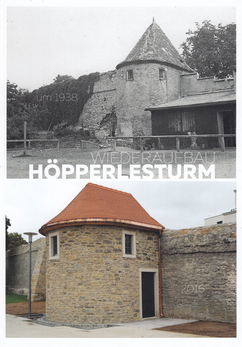 Der Turm wurde nicht in der zuletzt vorhandenen Form sondern in seiner ursprünglichsten Form wieder aufgebaut. Das einst auf dem Wall befindliche Häuschen wurde nicht mehr errichtet.