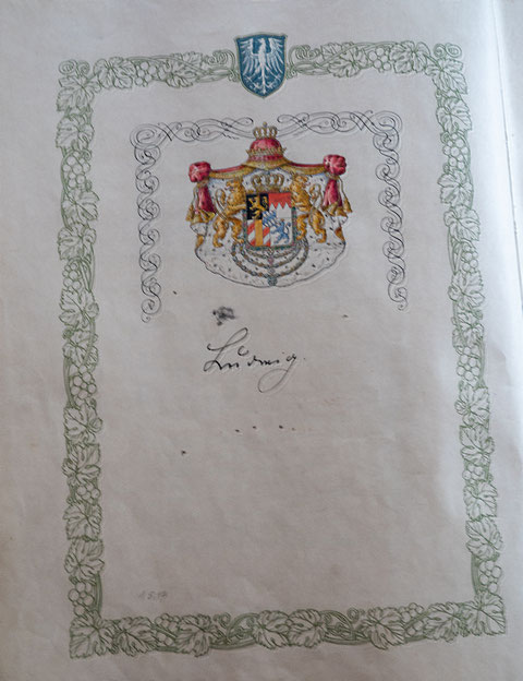 Der erste Eintrag in das Goldene Buch der Stadt durch König Ludwig 1. Mai 1917