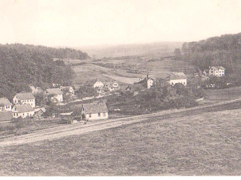 Haus Rudolf Peter direkt über dem einzelnen Haus im Vordergrund, später Haus Murkowski  Aufnahme ca 1905 - Archiv W.Malek