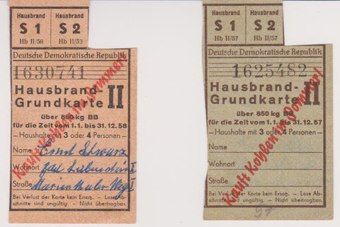 Hausbrand-Grundkarte 1957 und 58 Besitz Kurt Schwarz