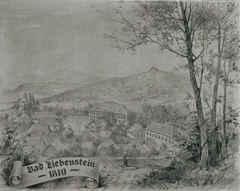 Bleistift-Darstellung Bad Liebenstein 1810 - Quelle  Fritz Lauterbach 