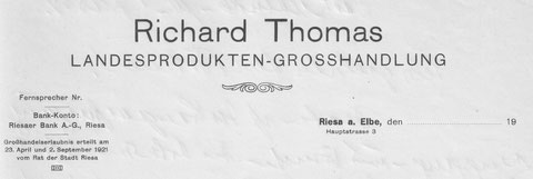 Briefkopf der Firma Thomas