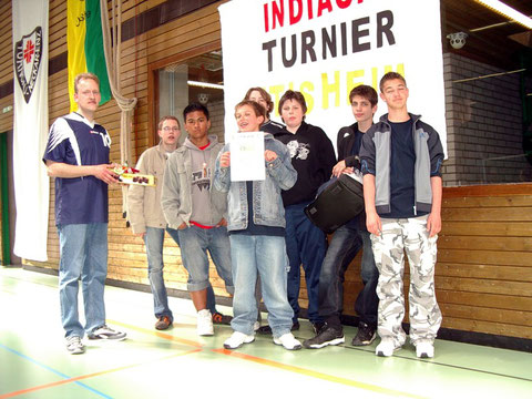 Das ungeschlagene Team bei der Siegerehrung (v.l.n.r.): Sebastian Lehmann, Paulo Nagel, Danny Krimmel, Matthew Anson, Jan Grünfelder, Mike Flohr und Oliver Werner.