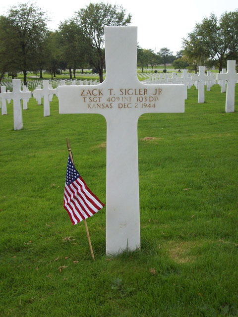 Zack's final resting place at the Lorraine American Cemetery in St. Avold, France (photo courtesy Zack Sigler)