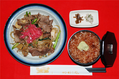 ミニわさび丼と猪肉焼き