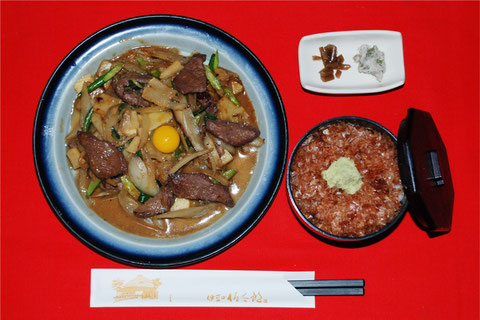 ミニわさび丼と鹿肉焼き